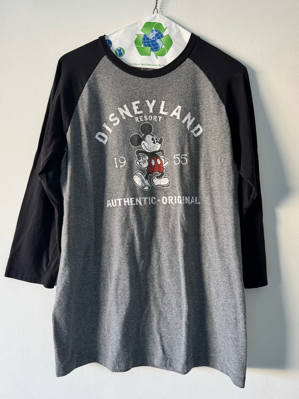 Disney women’s Grey & Black Mickey Raglan Shirt